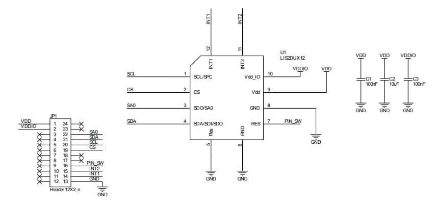 原理图 - STMicroelectronics STEVAL-MKI238A适配器板